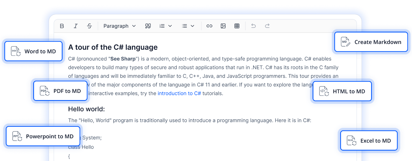 Markdown File Format Conversions in .NET Markdown Library