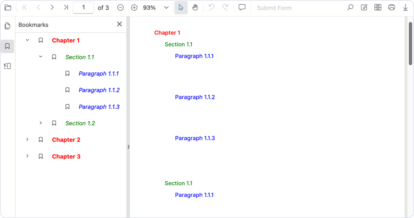 Preserving bookmark formatting in Blazor PDF Viewer’s view-only mode