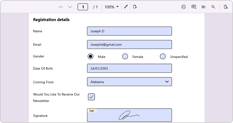 Read-only form fields feature in .NET MAUI PDF Viewer