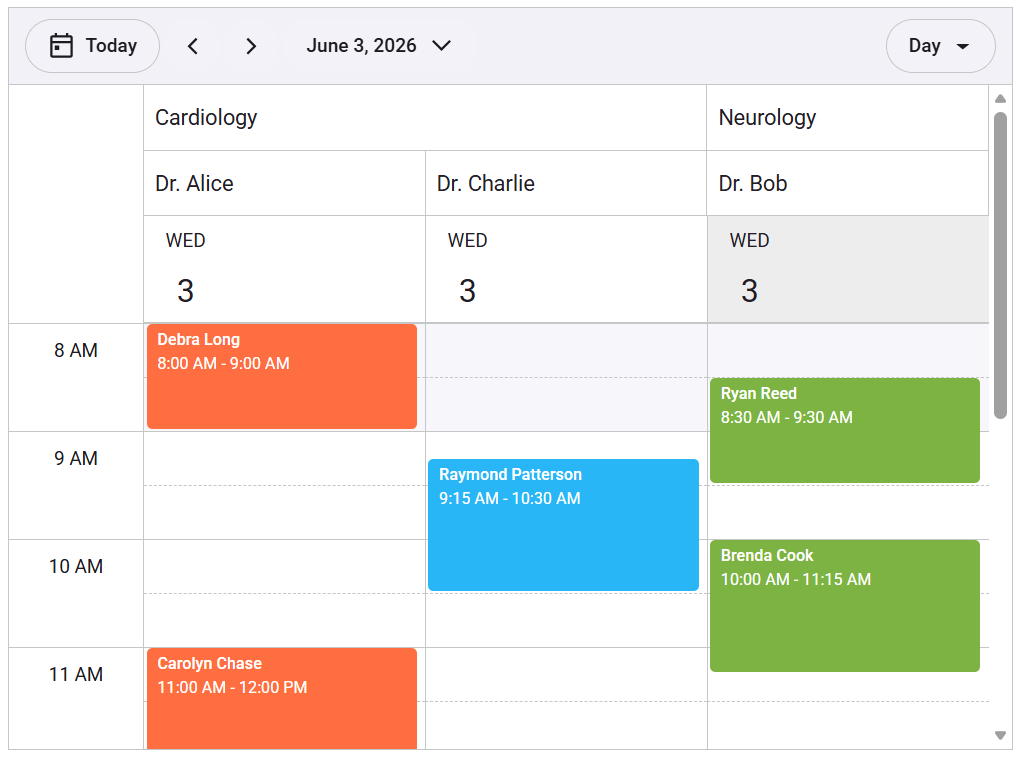Resource grouping in Pure React Scheduler