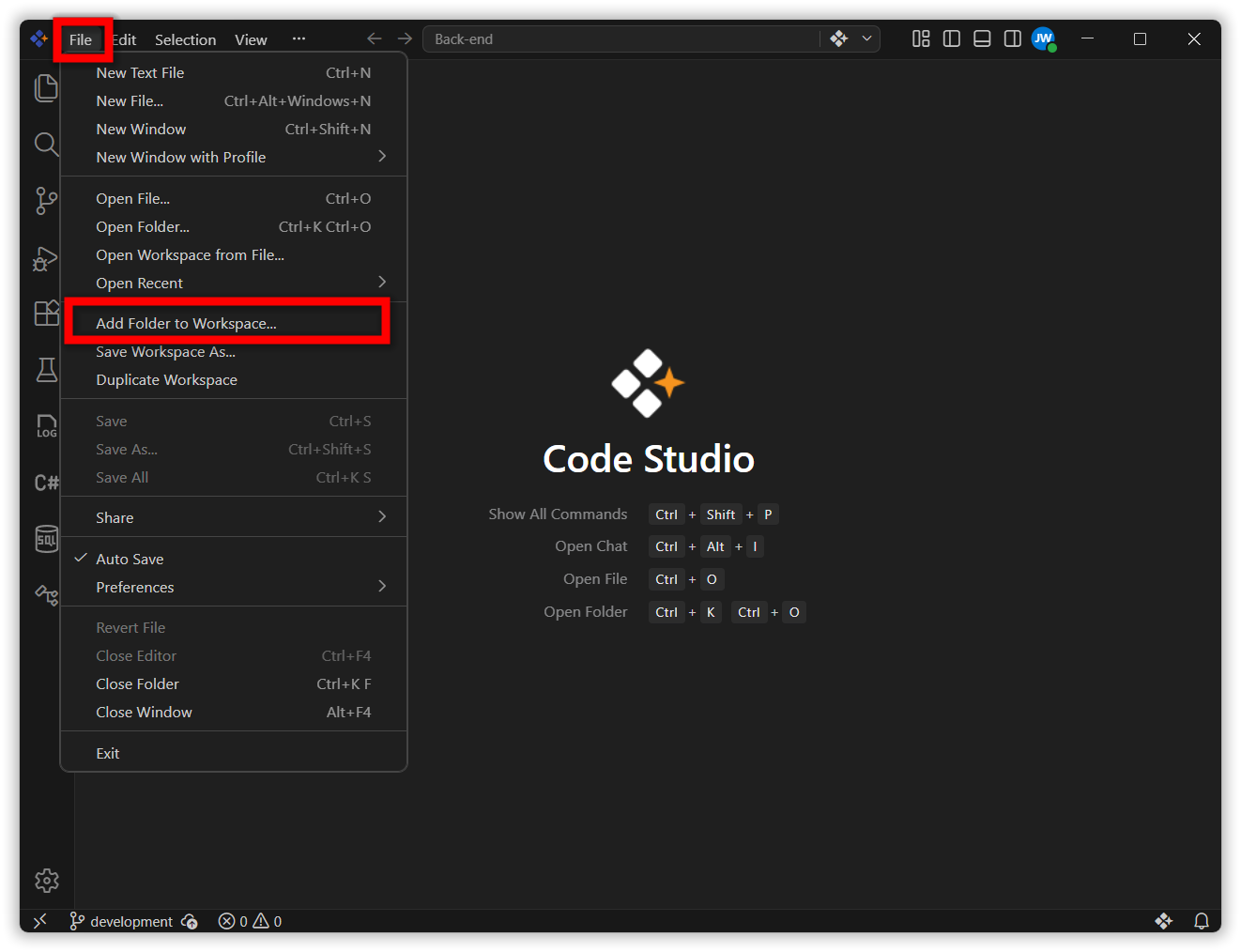 Adding the frontend repository in Code Studio