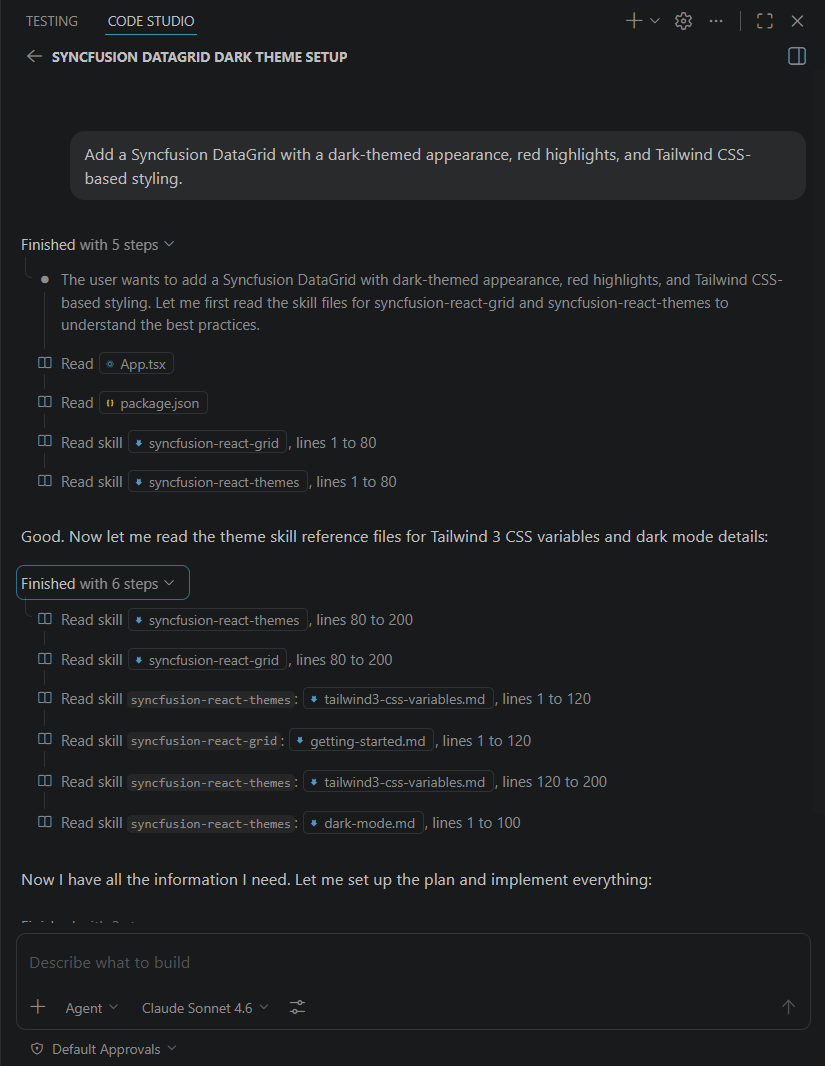 DataGrid Dark Theme setup