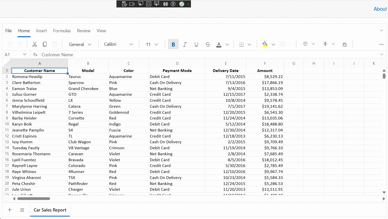 Excel-like Spreadsheet UI in a .NET MAUI Blazor Hybrid App