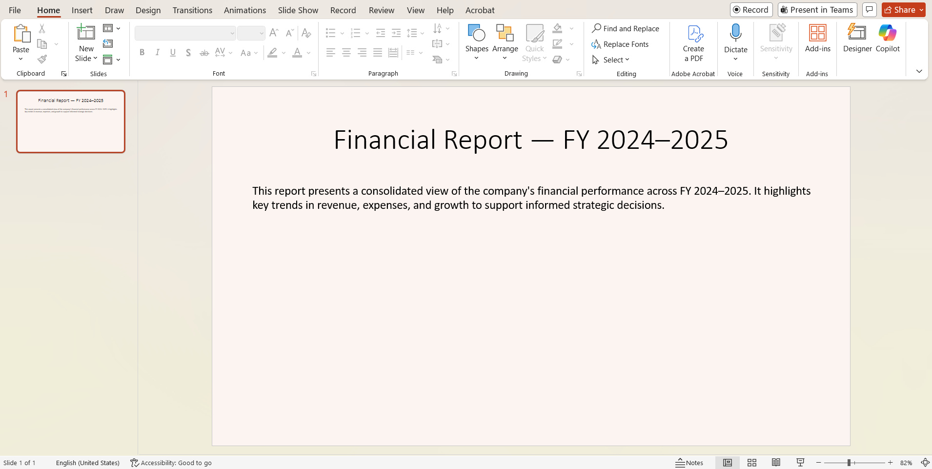 Sample presentation created using Syncfusion PowerPoint Library