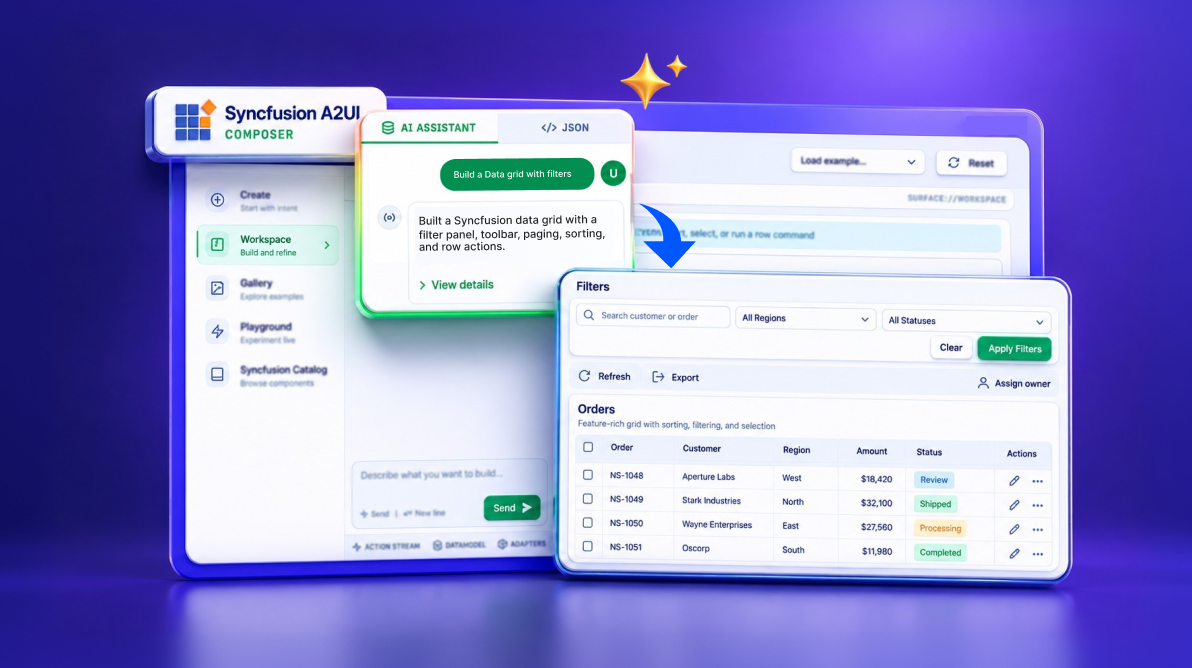Introducing Syncfusion A2UI Composer Build Interfaces from Natural-Language Prompts