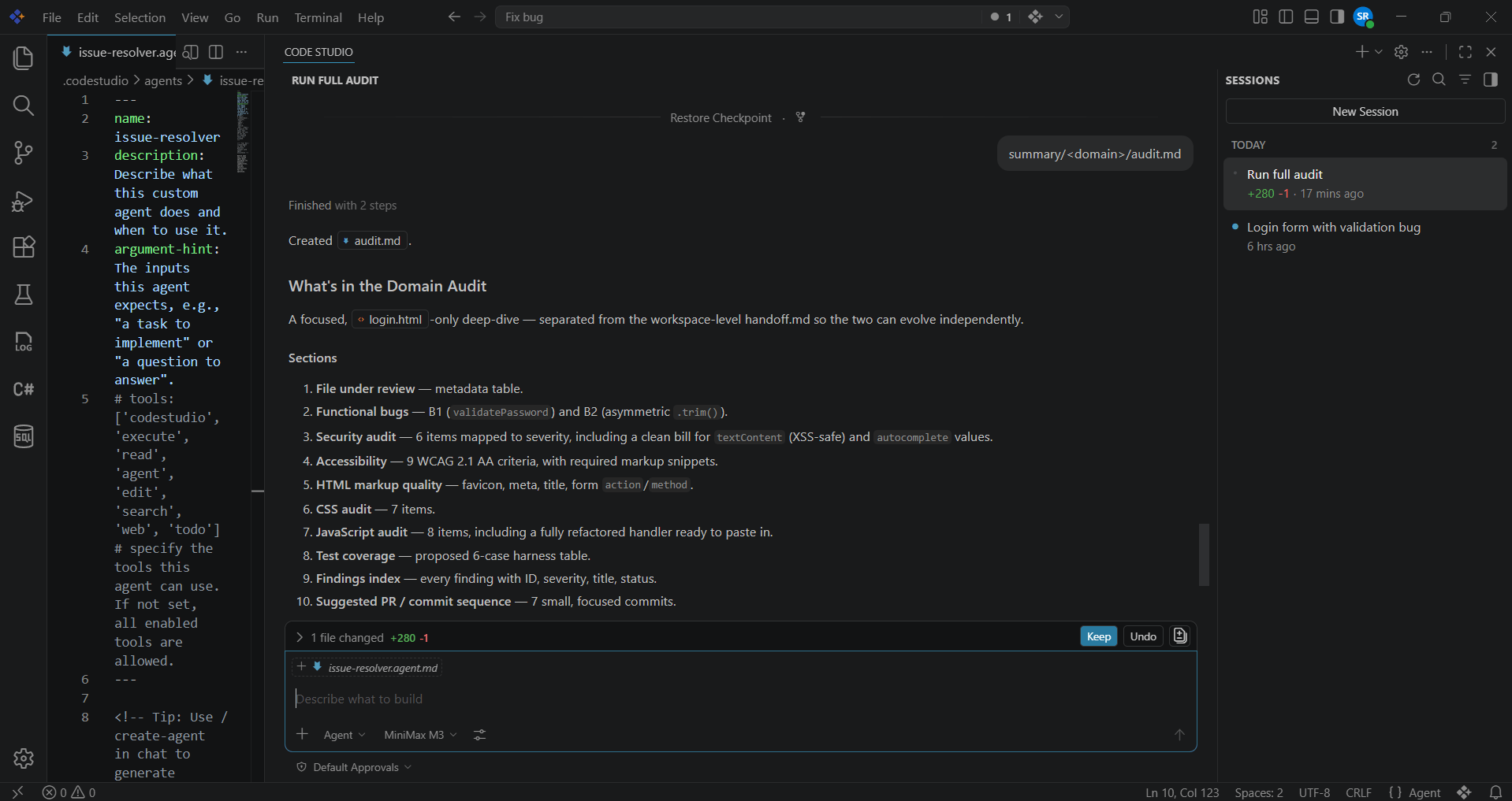 summary/<domain>/audit.md file