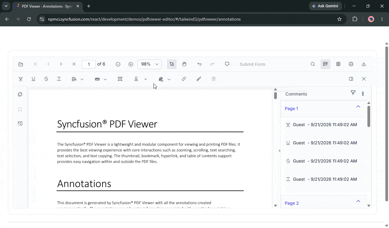 Adding navigation and reference links in PDF Viewer