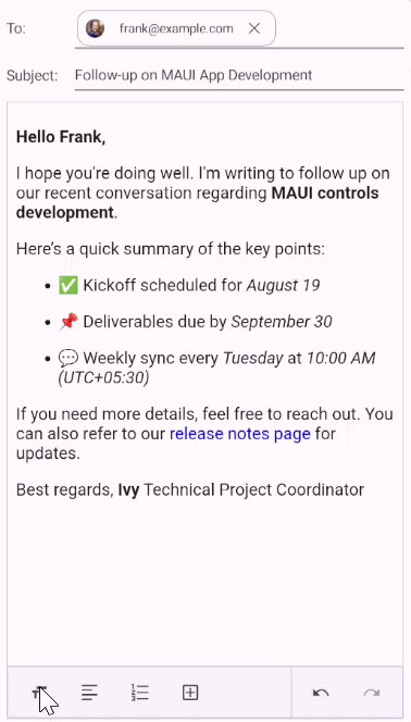 Grouped mobile toolbar