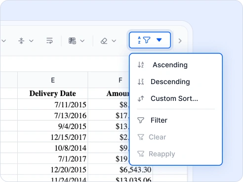 data sorting and filtering