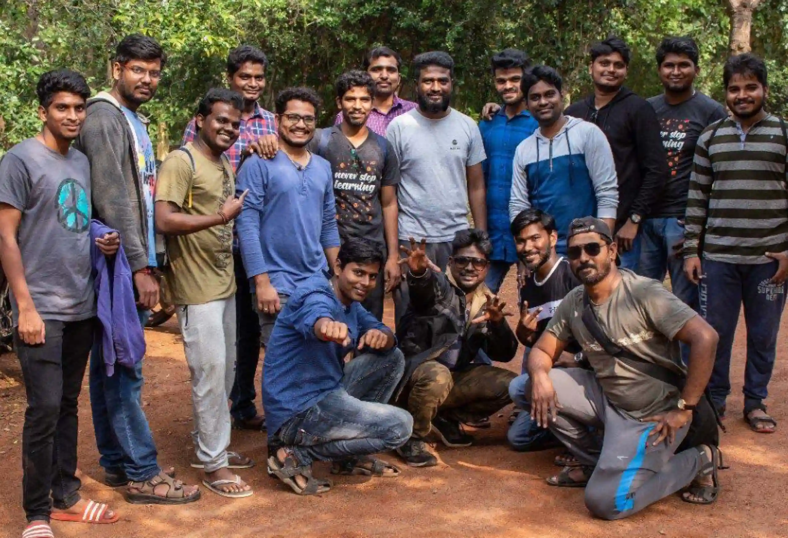 Anandakumar with team mates in a forest trip