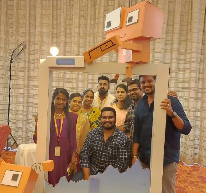 Bhuvanesh valarman with office mates in cody frame