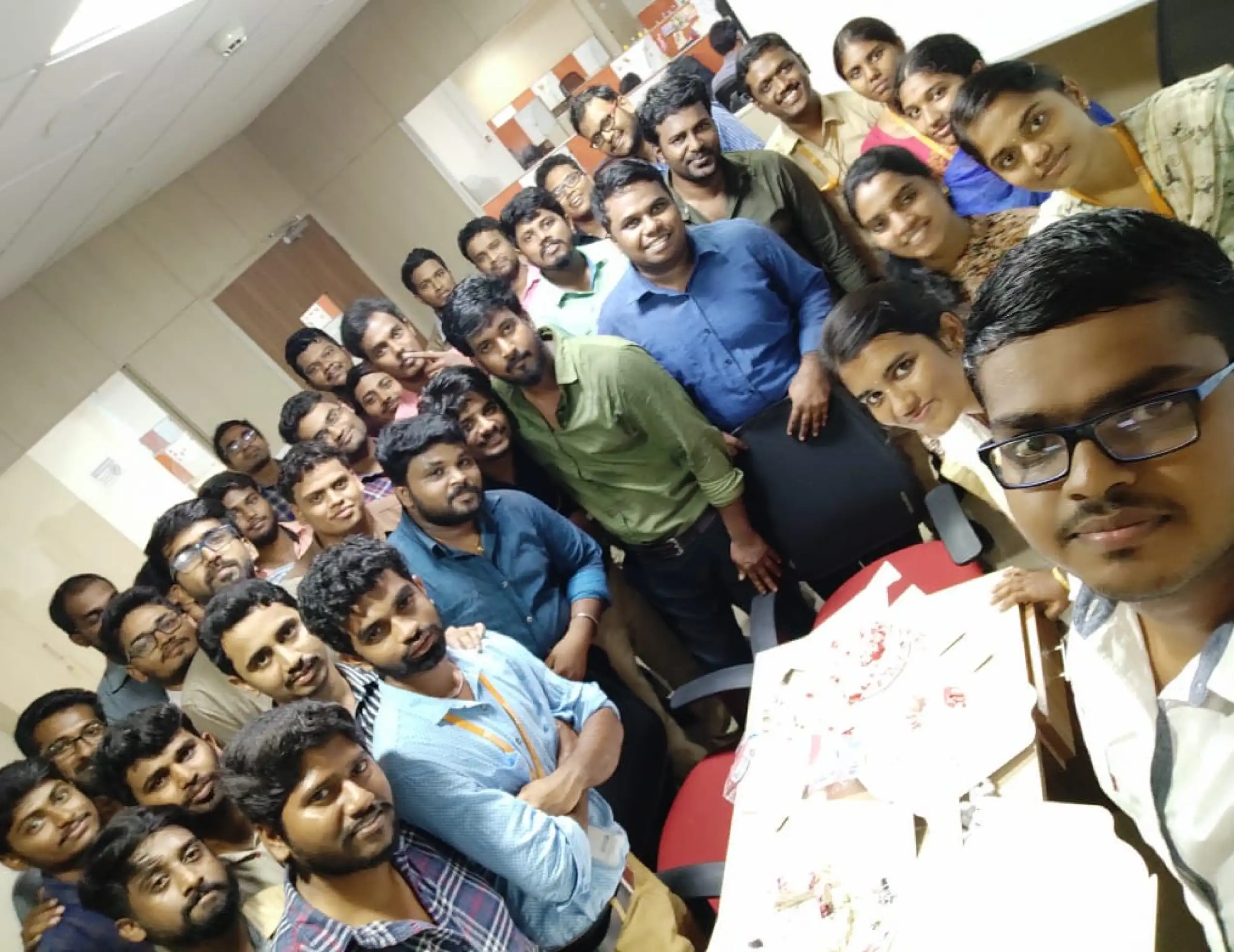 Boomigha Velayutham with Team in Office