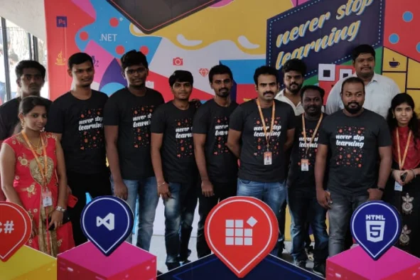 Chozharajan with his team mates in old Syncfusion day