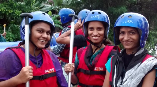 Farjana with friends in boating