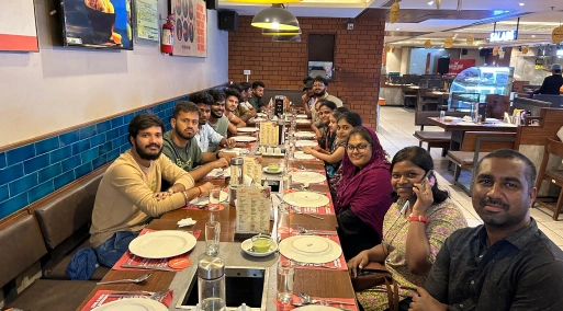 Farjana with her friends in team lunch
