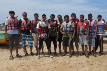 Gunasekaran T with friends in beach
