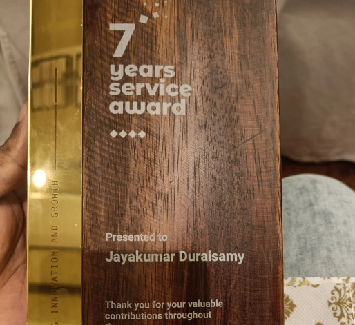 Jayakumar Duraisamy at Seventh Year Service Award Ceremony