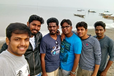 Jayaprakash Baskar with friends in beach