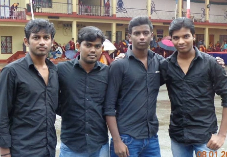 Jegan Raj with friends in black shirt