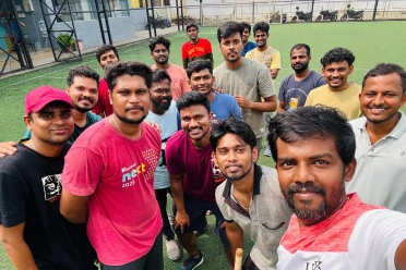 Karthik Anandan with friends at gathering