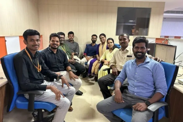 Karthik Anandan with office colleagues