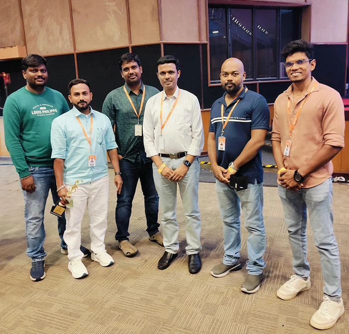 Karthik Raja Arumugam with Syncfusion team