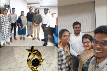 Karthik Raja Arumugam with teammates at Next event