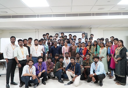 Karthikeyan with his team in team meetup