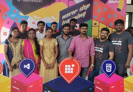 Karthikeyan with his team mates in old syncfusion day