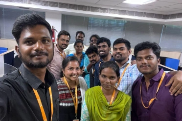 Keerthana with her old team in meetup