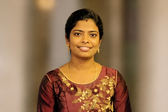 Maithiliy Karthikeyan in Brown Dress