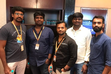 Manoj Babu with his team mates at an event