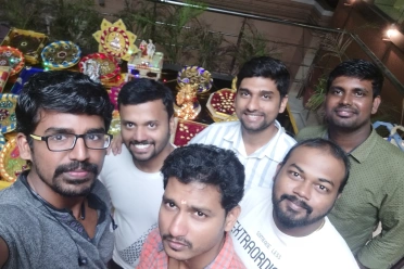 Manoj Babu with office friends in outing