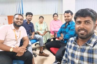 Manoj Babu with team mates at meetup
