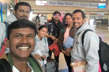 Meikanda Nayanar with team in airport