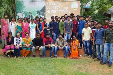 Mohamed Ismail with office friends in team outing