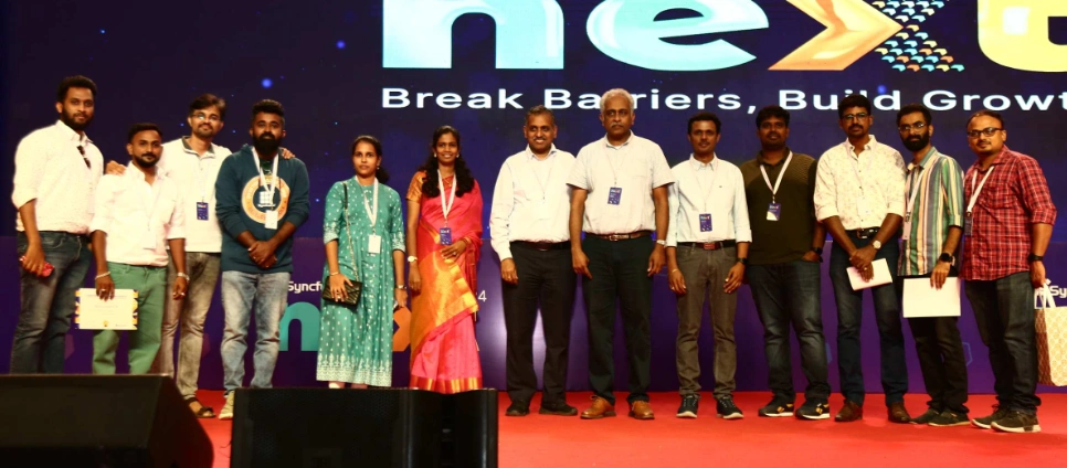Mohamed Samsudeen with his team members in next event stage