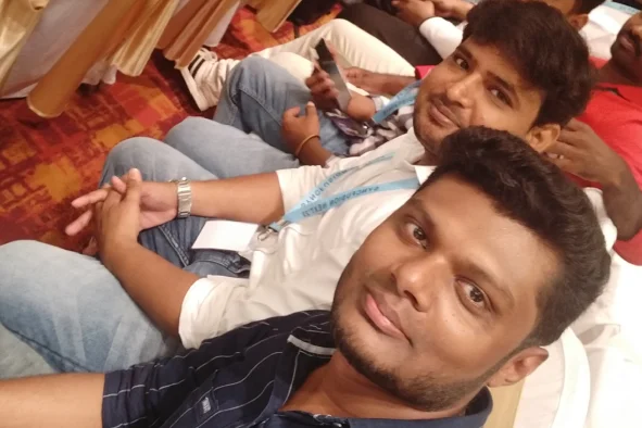 Mohammed Ismail with office friends in event