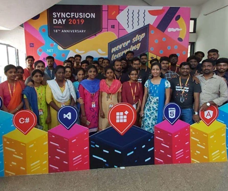 Narayanasamy with his team mates in syncfusion day