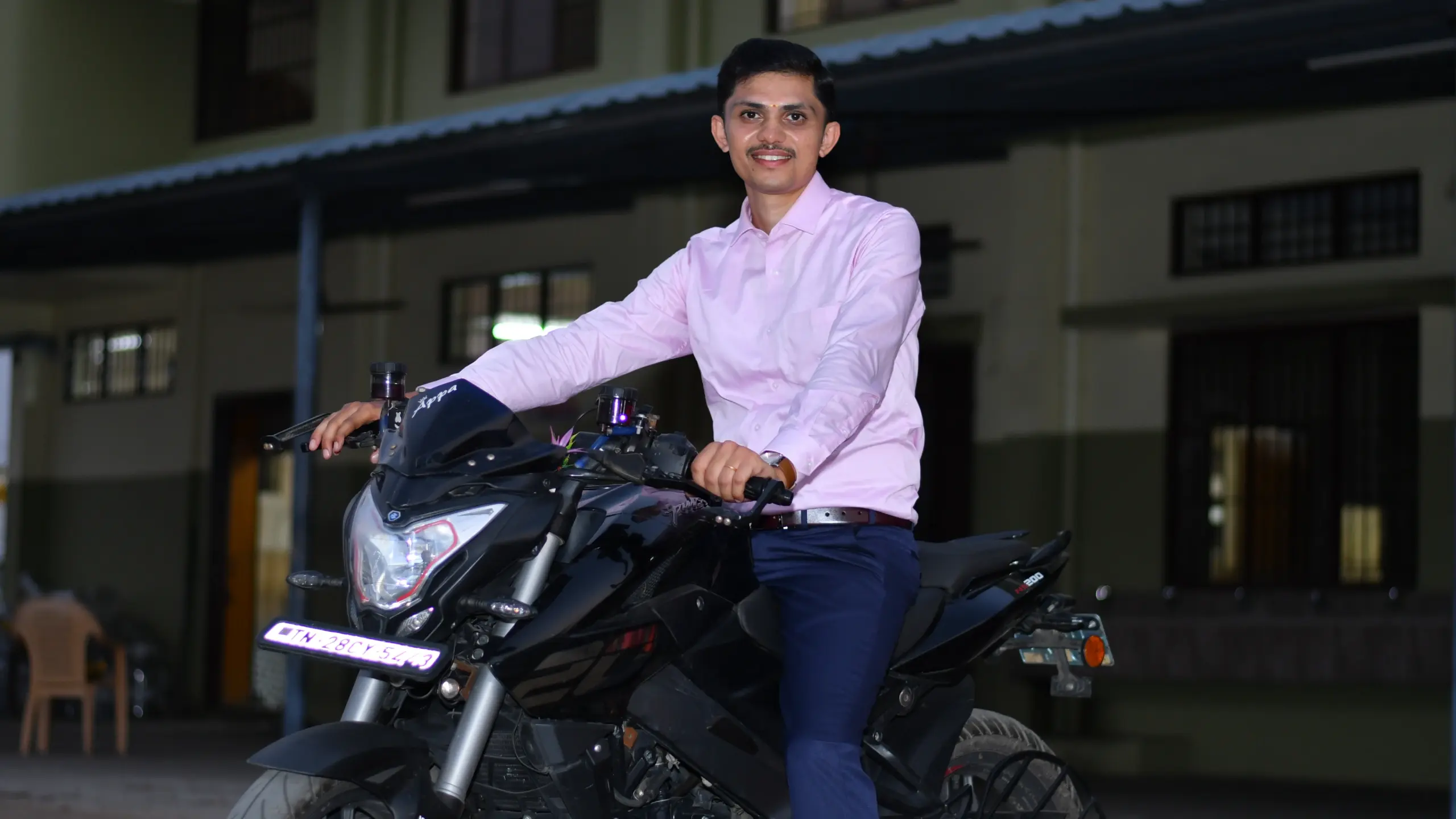 Navin Vinayagam with Bike