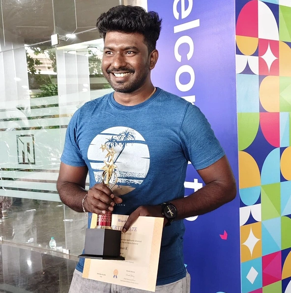 rajendran having award and certificate
