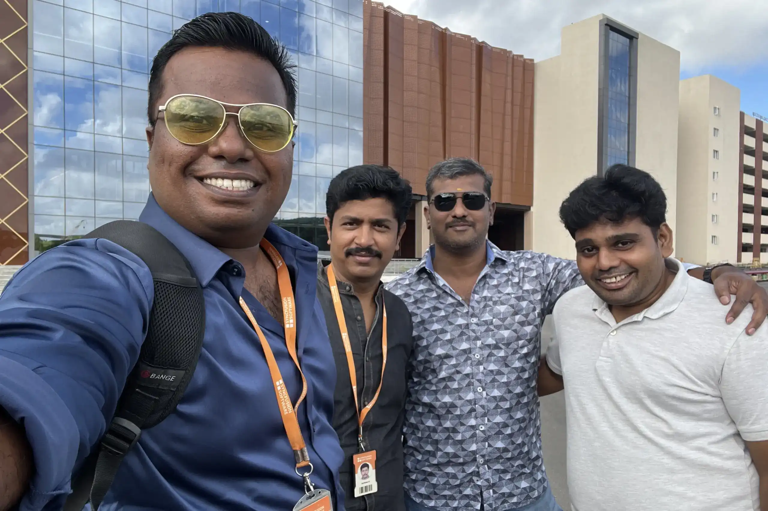 Rajendran SP with Colleagues Outside Office