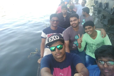Ramesh Thangaraj With Friends On Boat Ride Outside