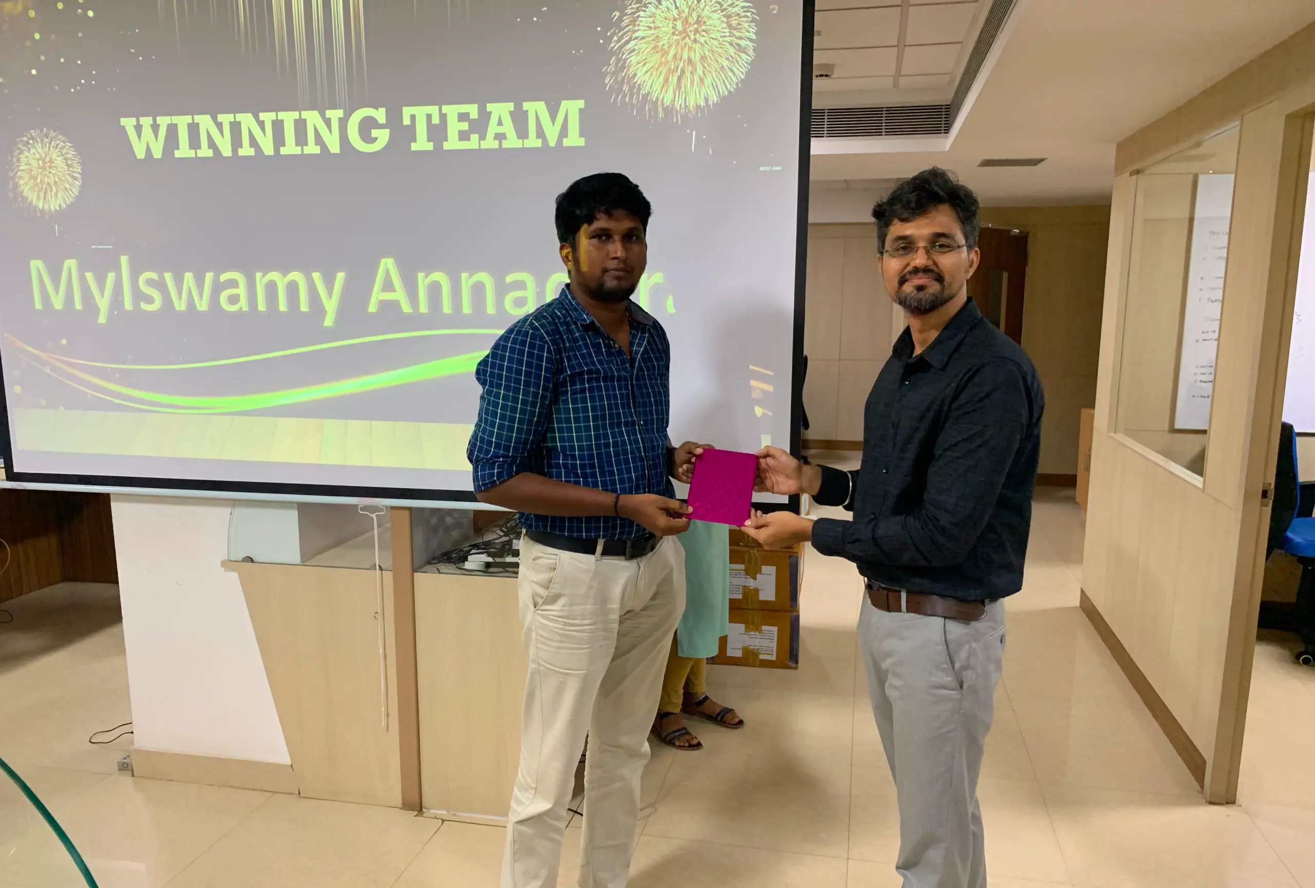 Ranjith Maniarasu Receiving an Award from Baskaran
