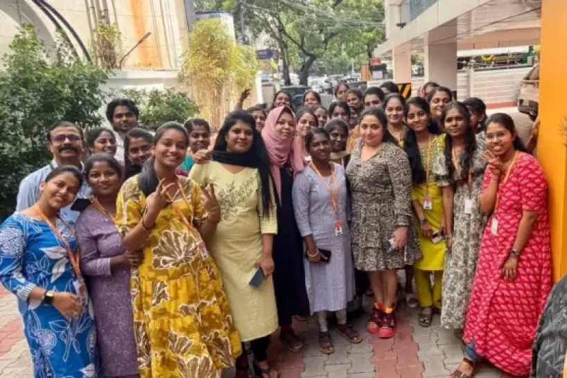 Regina Mary Rayappan With Team Inside Syncfusion Office