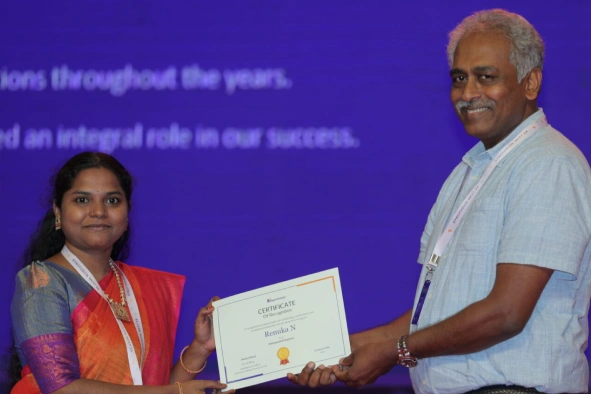 Renuka Nagapooshnam Receiving Certificate