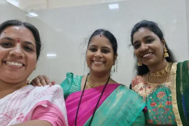 Sangeetha P with her office colleagues