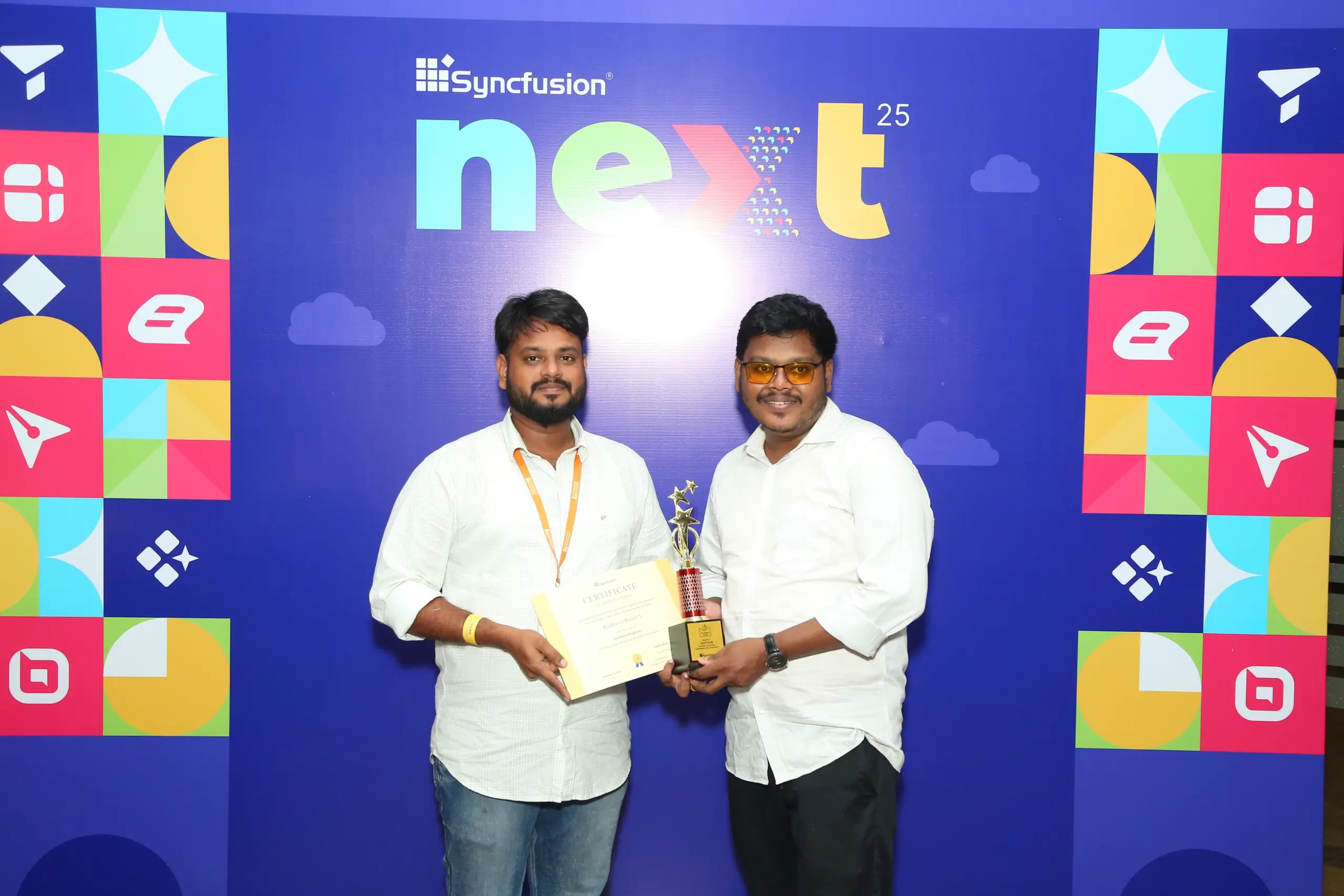 Sarathkumar Venkatesan Receiving a Certificate at NEXT Event