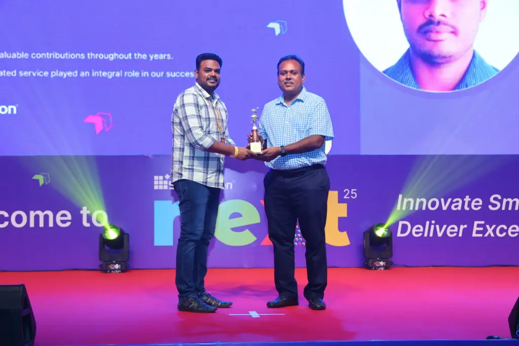 Sastha Prathap Selvam Receiving an Award at NEXT Event