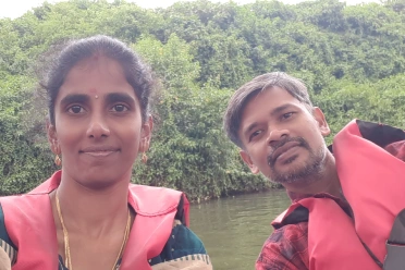 Senthilkumar with family in nature